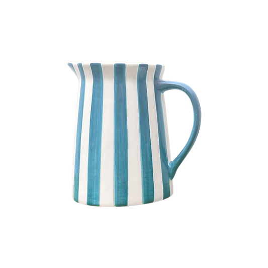 Frosted Blue Striped Pitcher