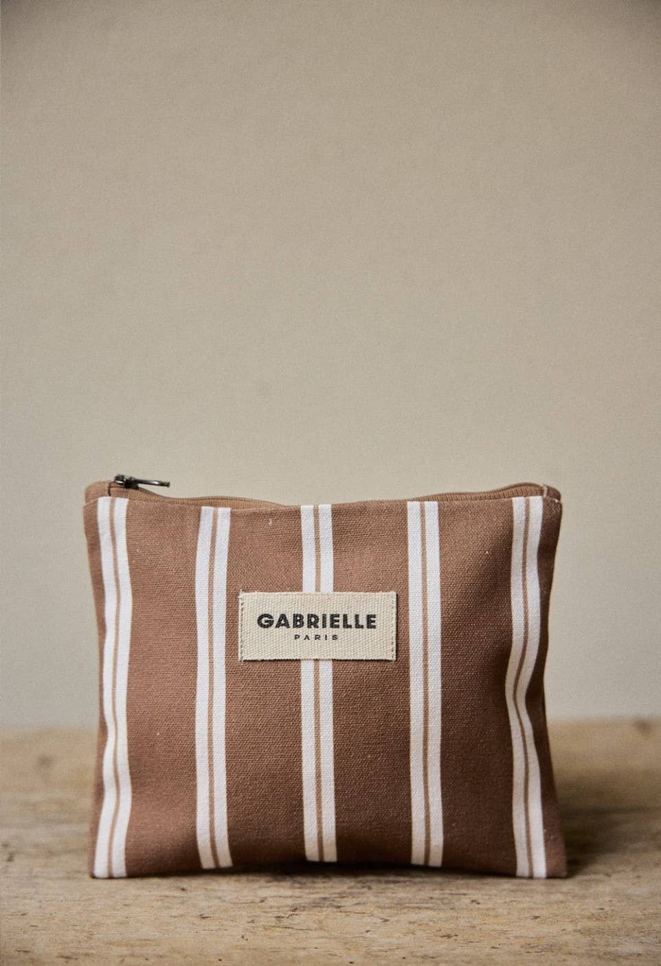 Small Cotton Pouch Hazelnut Stripes