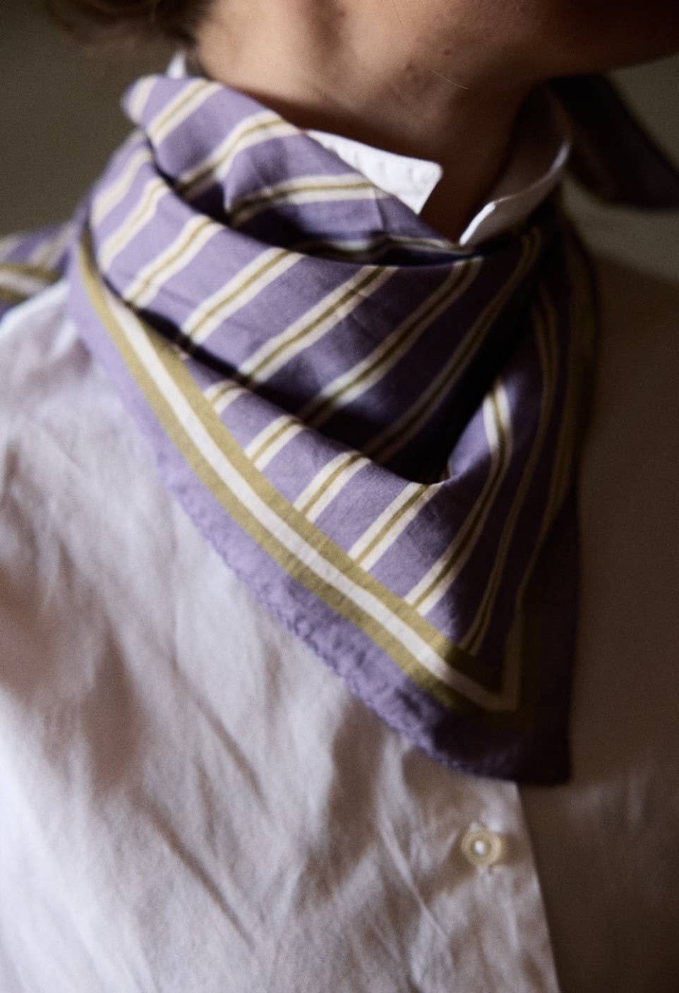 Small Cotton Voile Scarf Purple Stripes