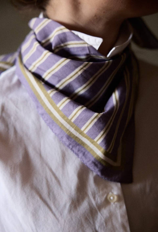 Small Cotton Voile Scarf Purple Stripes