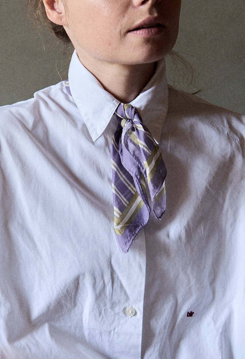 Small Cotton Voile Scarf Purple Stripes