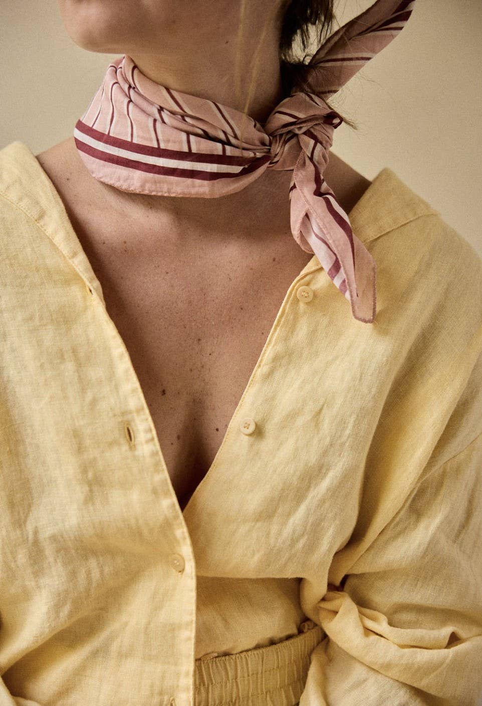 Small Cotton Voile Scarf Vermilion Stripes